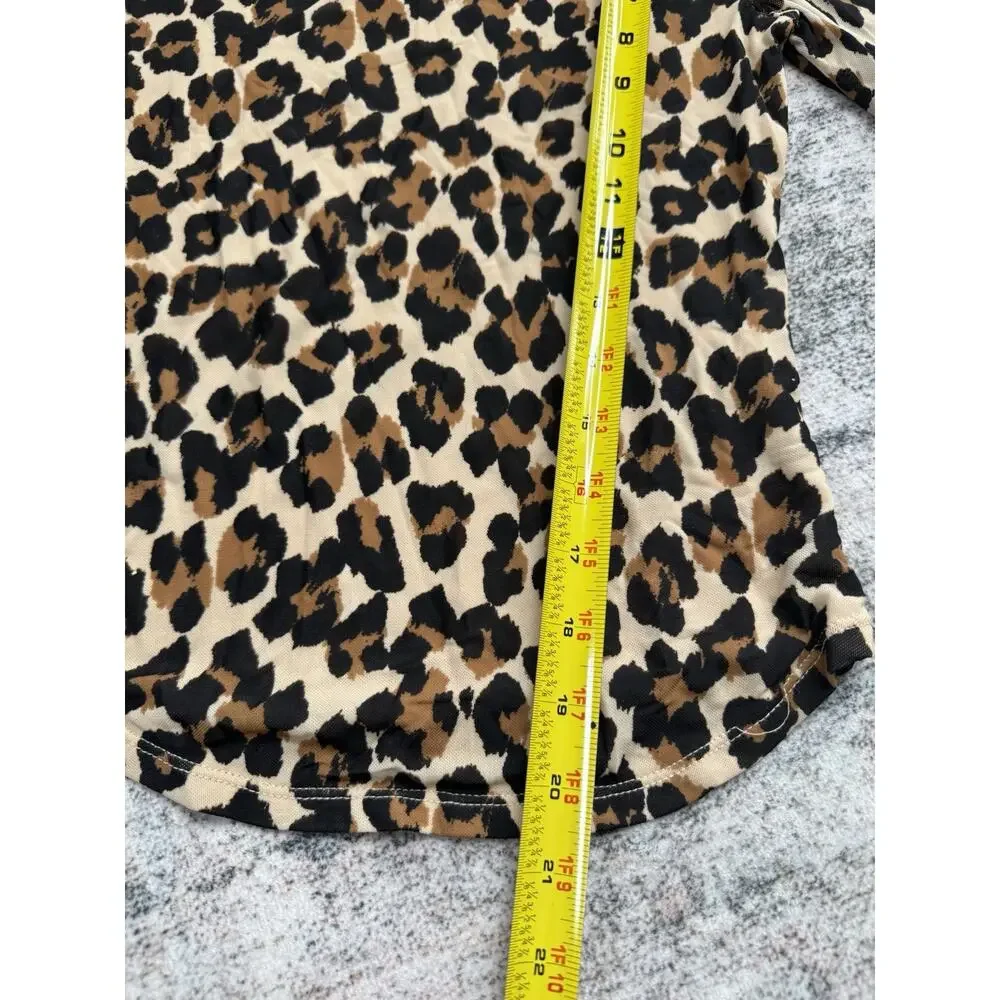 Free People Women's Gather Leopard Turtleneck Mesh Top Sz XS Animal Print